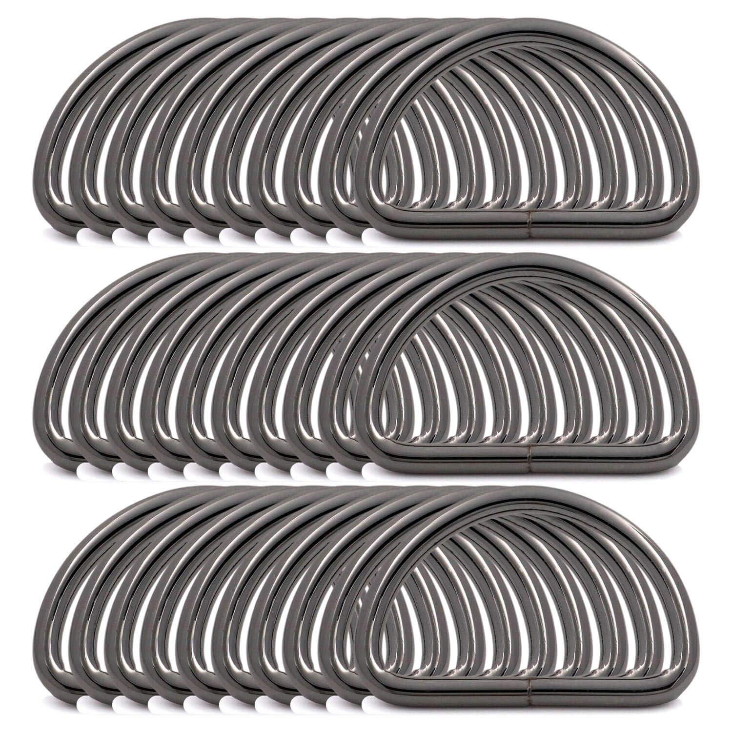 BIKICOCO Metal D-Rings Buckle, 1-1/2 Inch Non-Welded for Webbing Sewing DIY - Gunmetal - Pack of 30