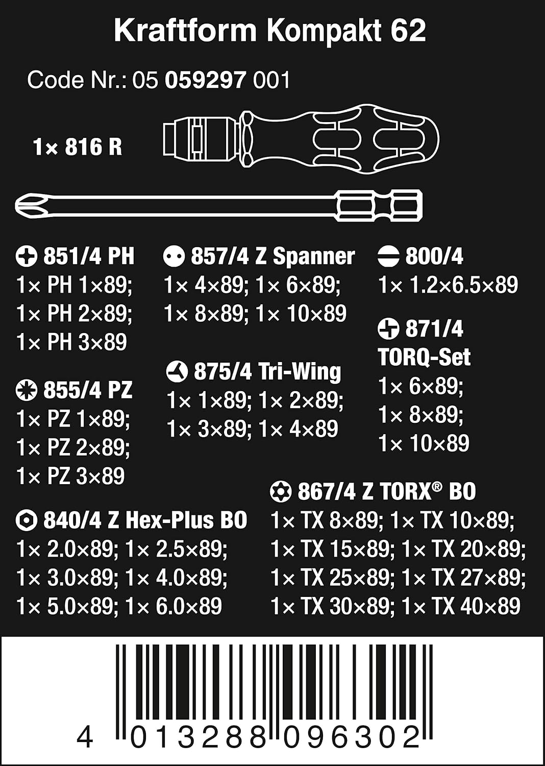 Wera 05059297001 62 Bitholding Screwdriver Set with Bits in Pouch, 33 Pieces & 73675 Kraftform Micro Precision Screwdriver Set, 12 Pieces - Image 4