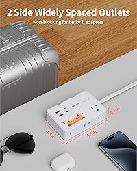 DEPOW Surge Protector Power Strip with Flat