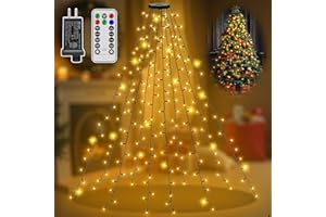 BrightChristmas 200 LEDs Christmas Tree Lights with Ring, 6.56ft*10 Strings Christmas Lights with 8 Modes & Timer, Remote Control Tree Lights for Indoor Outdoor Holiday Decor (Warm White)