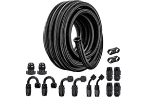 EVIL ENERGY 8AN Fuel Line Kit, 8AN Hose Kit 20FT Nylon Braided Fuel Line Hose Fitting Kit CPE Fuel Hose