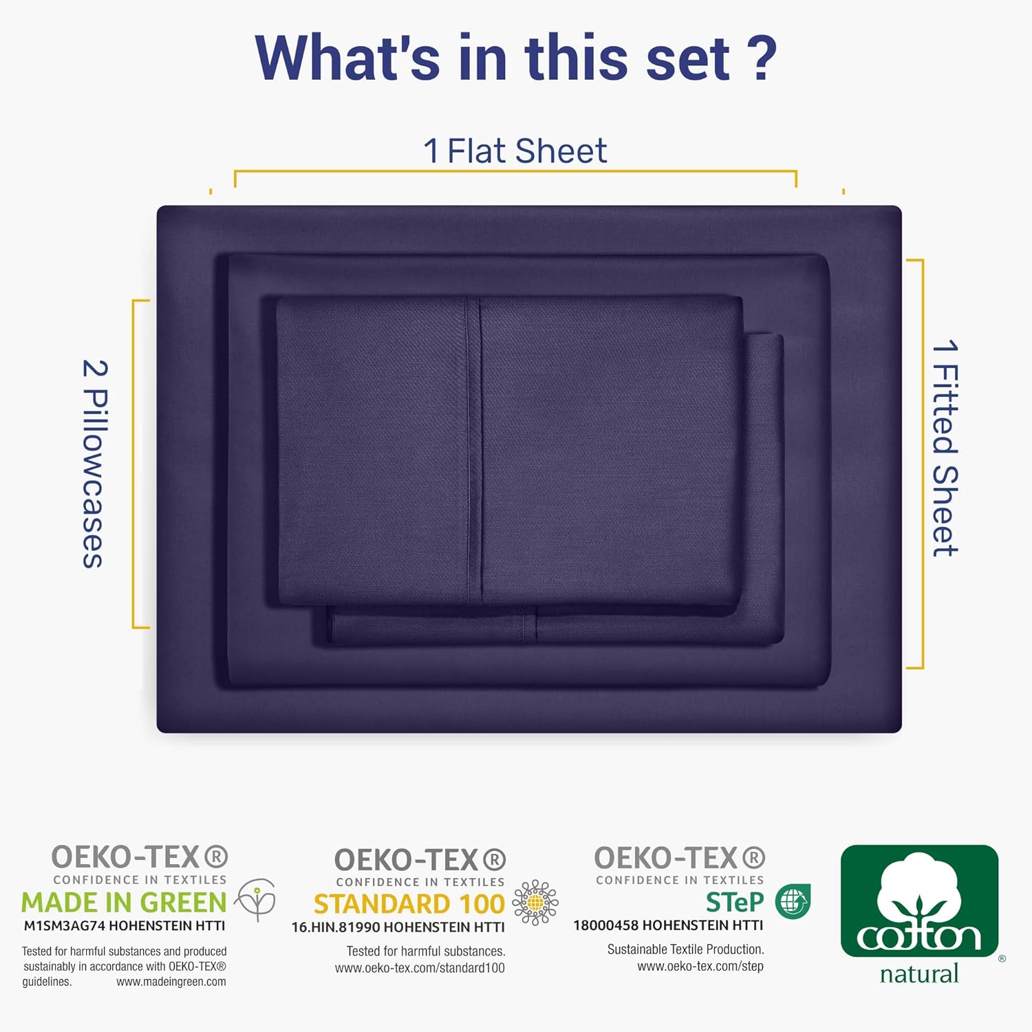Royal Purple Sheets Queen Size - Real Cotton 400 Thread Count 4 Piece Bed Set, Wrinkle Resistant Sateen Bedding, Elasticized Deep Pocket Fits Low Profile Foam and Tall Mattresses: Home & Kitchen