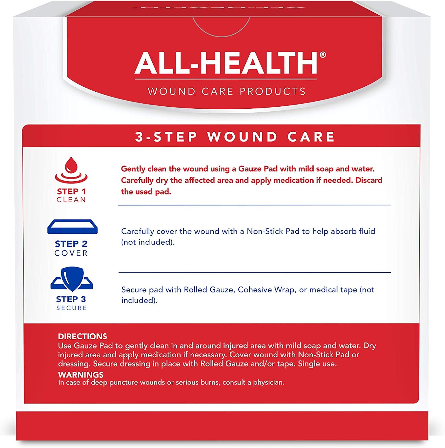 All Health Gauze Pads, 50 Pads, 3 X 3 | for Cleaning or Covering Wounds as Wound Dressing, Helps Prevent Infection: Health & Personal Care