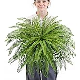 Velener 36 Inch Artificial Boston Fern Large Hanging Plant, Fake Fern Plants Bush Indoor for Home Decor, Faux Plants Outdoor, Garden, Office, Garden Decoration(Green)