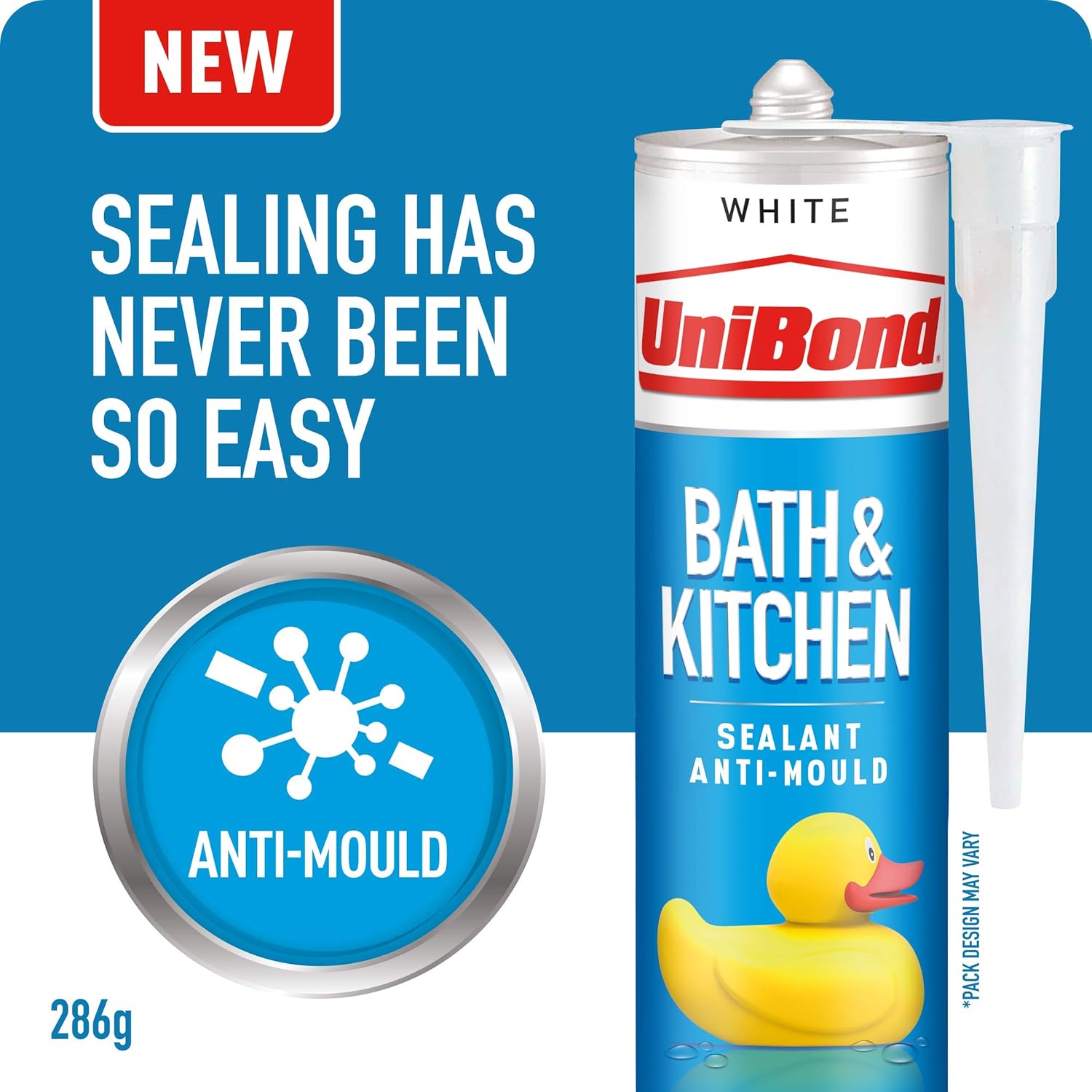 UniBond Bath & Kitchen Sealant, Mould Resistant White Silicone Sealant