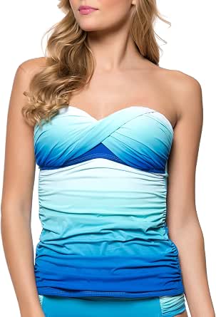 Urban Oasis Tie Front Tankini Swim Top-956307