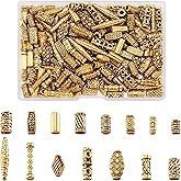 Craftdady 150Pcs Antique Gold Tube Bar Spacer Beads Tibetan Metal Column Barrel Drum Beads for Jewelry Crafts Making Hole:1-3.5mm