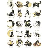 Ferraycle 20 Pcs Cat Enamel Pins Bulk for Backpack Cute Enamel Brooch Set Black Cat Lapel Pins Witchy Brooch for Women Men Girls DIY Badges Clothing Jacket Bags Valentines Gifts