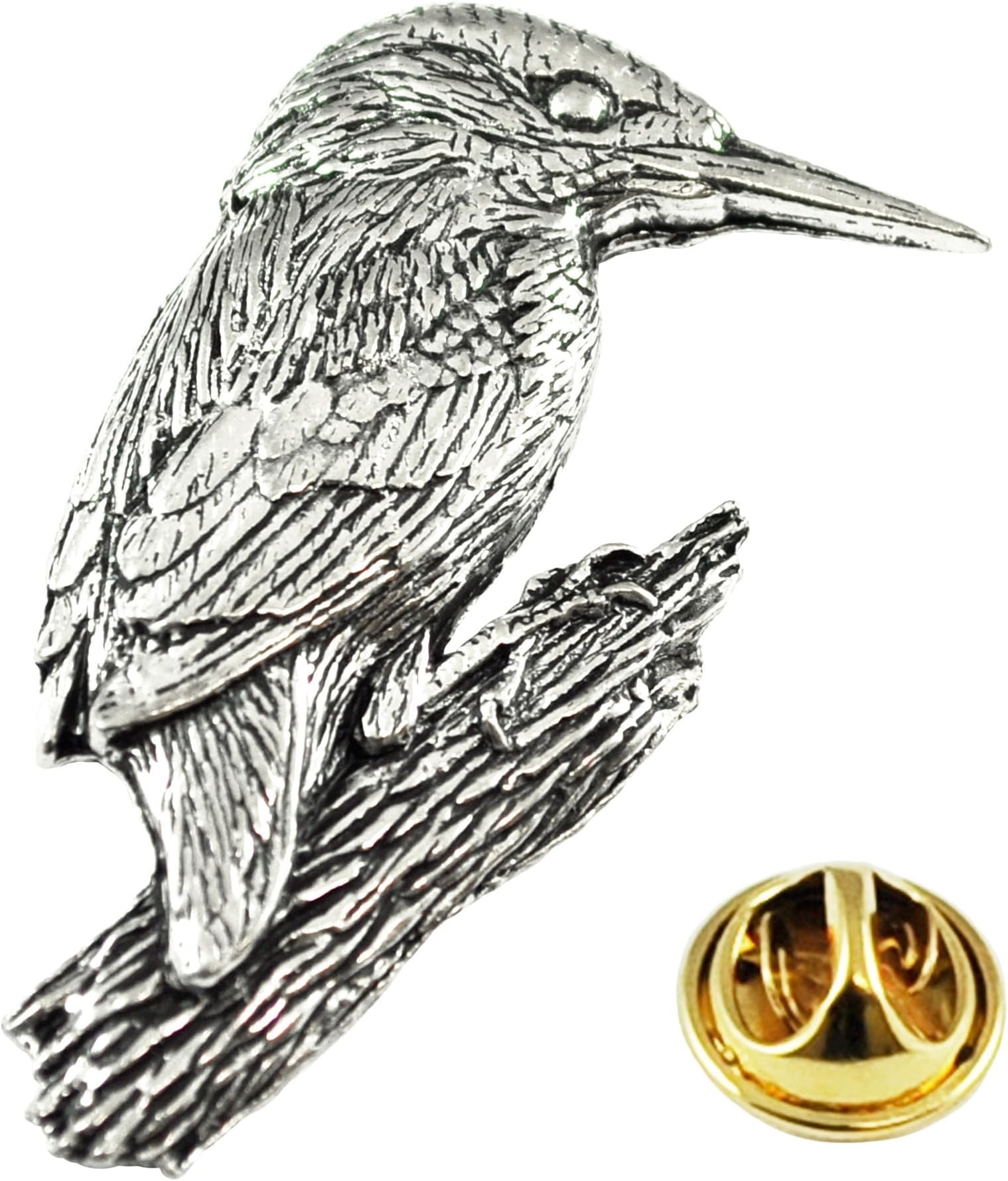 Kingfisher Bird English Pewter Lapel Pin Badge