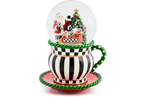 MACKENZIE-CHILDS MACKENZIE CHILDS Snow Globe, Christmas Decor for Living Room, Check It Out Teacup