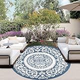 Homcomodar 150CM Round Outdoor Rug Reversible UV Resistant Plastic Mat view 7