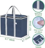 VENO 3 Pack Cooler Bags Insulated Grocery Bags Foldable Upright Dark Blue view 5