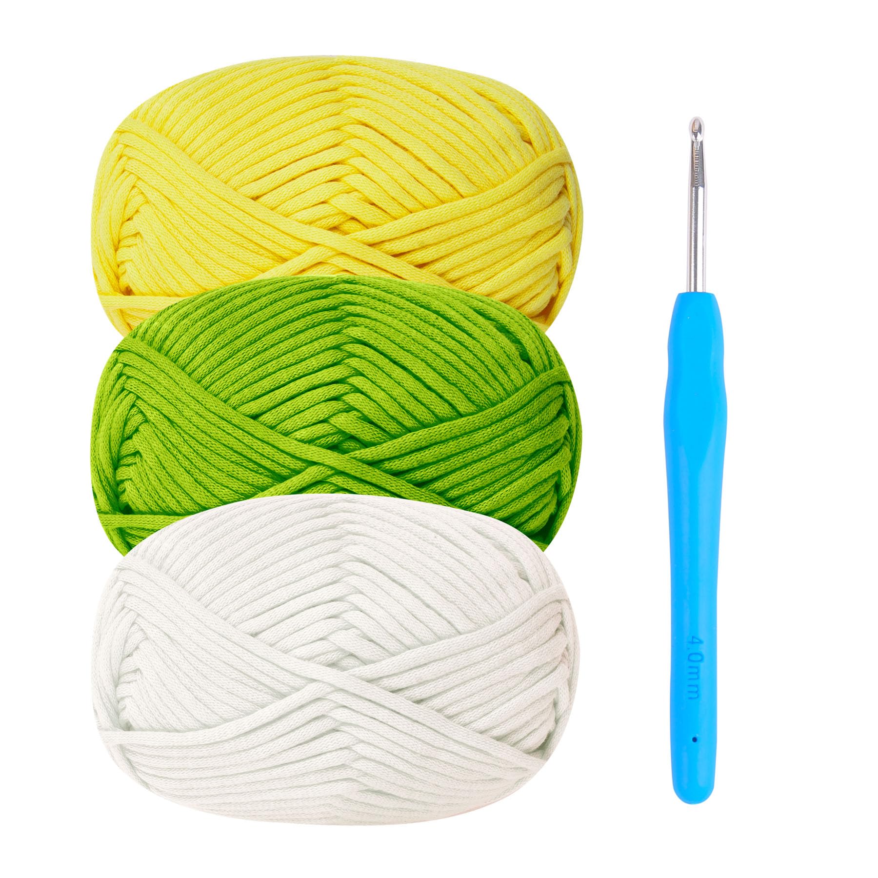 Chunky Yarn for Crochet,Cotton Yarn Thick Wool for Crochet 3x50g Crochet Yarn for Beginners Amigurumi Yarn with 4mm Crochet Hook,Easy Crochet Starter Kit (Green)