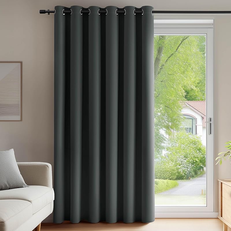 Deconovo Thermal Eyelet Blackout Curtain 79x106 Dark Grey One Panel