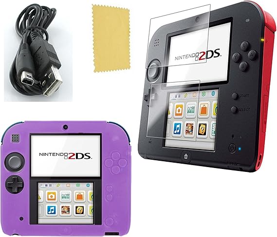 Pack 3 En 1 Nintendo 2ds Housse Silicone Violet Chargeur Usb Protection Ecran Amazon Fr Jeux Video