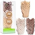 Mothese Baking Paper Cups Cupcake Liners - 150 Pcs Brown White Tulip Style Baking Wrappers Muffin Cups Greaseproof Parchment
