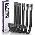 AsiaHorse 16AWG PSU Cable Extension Kit, Sleeved Custom Mod GPU PC Audio Video Power Supply Soft Braided Cables with Comb Kit, 24P/8P to 6+2P/ 8P to 4+4P 30CM