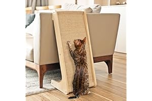 PETKARAY Cat Scratcher, Cat Sisal Scratching Ramp, L Shape Cat Scratch Pad for Indoor Cats, Wall Furniture Protector with Catnip Large