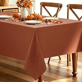 Decorelia Linen Textured Fall Tablecloth Rectangular Burnt Orange, 52"x70" | Waterproof Terracotta Washable Rectangluar Table Cloth Cover for Dining Thanksgiving,Party Autumn Home Kitchen Decor