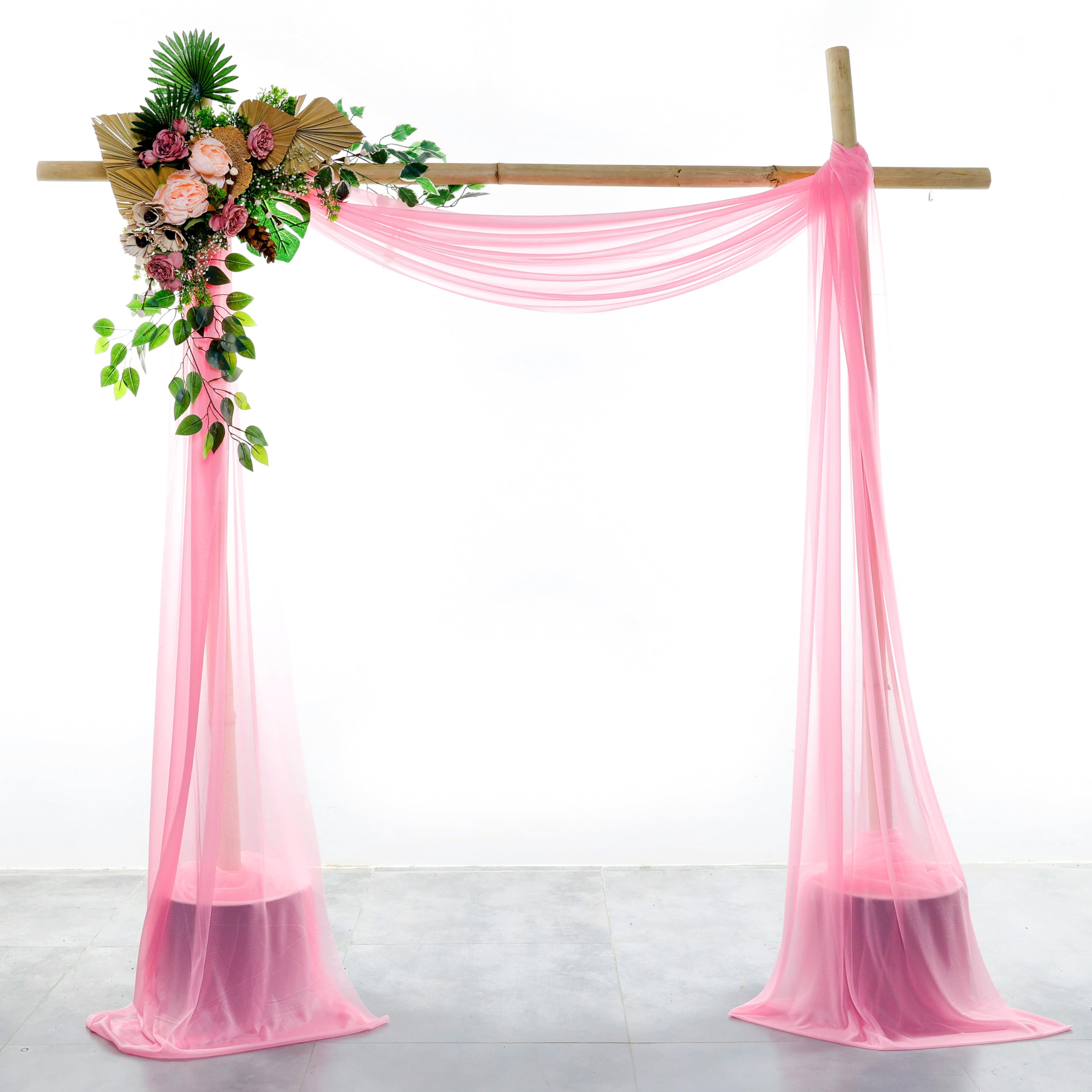 Photo 1 of VDS Pack of 1 Panel (30 Inch X 20 Feet) Wedding Arch Draping Fabric Sheer Chiffon Fabric Drapery for Wedding Ceremony Reception Swag Backdrop Canopy Chuppah ARBO Altars Decoration (Coral)
