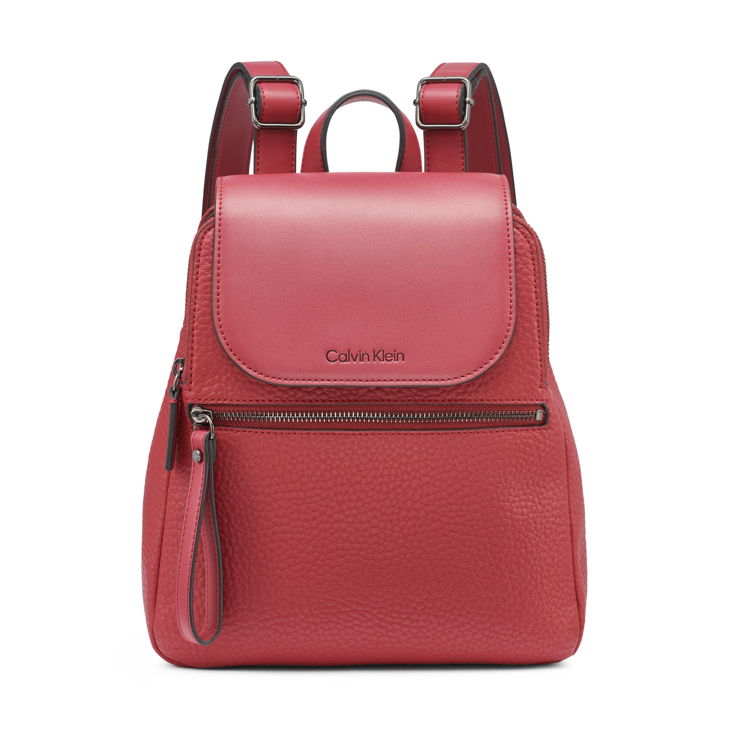 Calvin Klein Reyna Novelty Key Item Flap Backpack, Cranberry, One Size Image