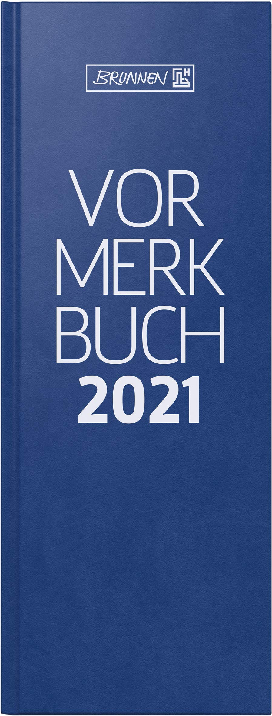 BRUNNEN 1078602301 Desk Calendar/Preventer Book Model 786, 2 Pages = 1 Day, 11.0 x 29.7 cm, Balacron Cover Blue, Left Side Calendar 2021, Right Side for Notes