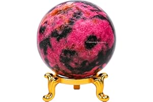 Amazing Gemstone Rhodonite Crystal Ball with Stand - 1.5 Inches Crystal Sphere Meditation Balls for Witchcraft and Decorative Balls
