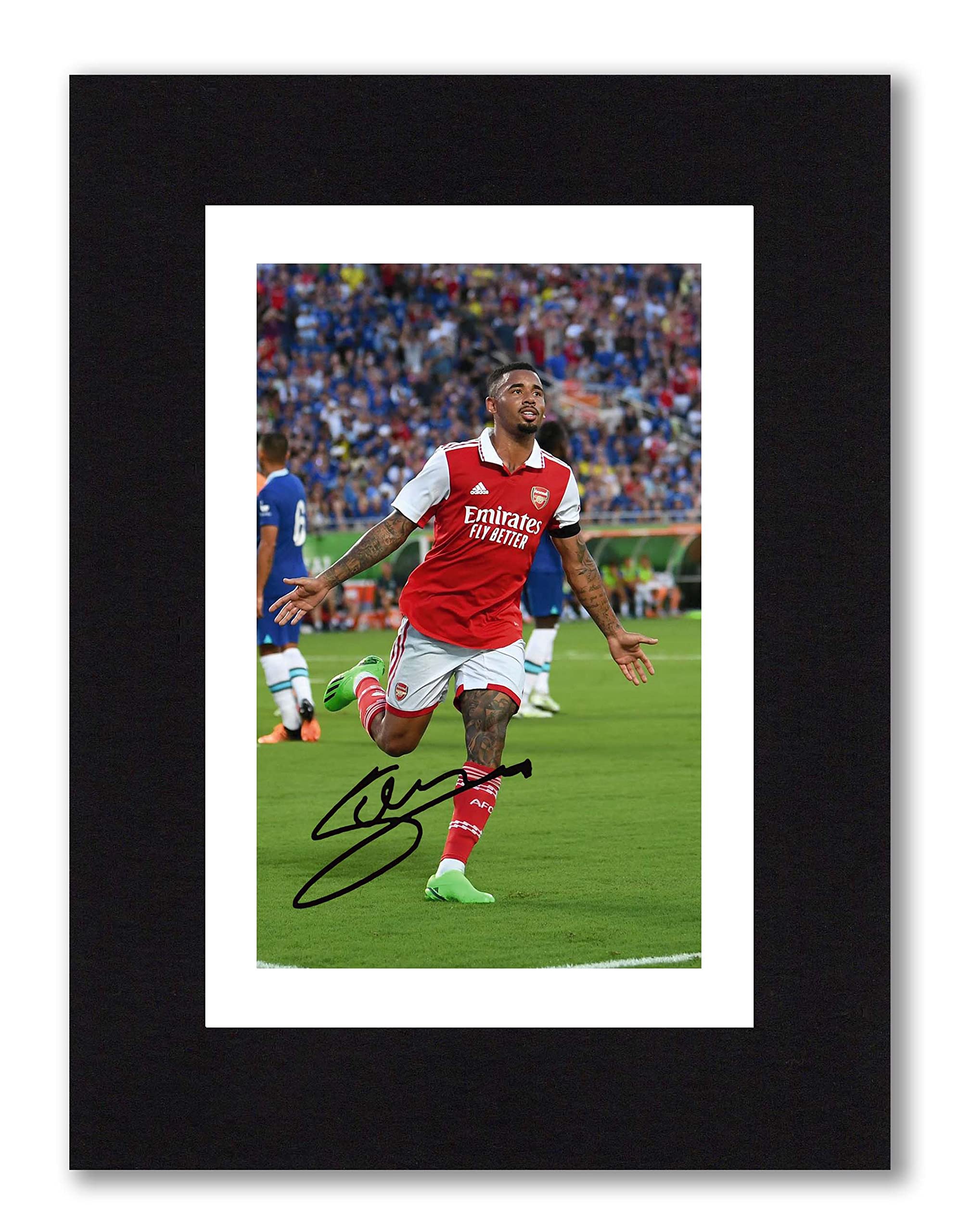 Gabriel Jesus - Arsenal Signed 8x6 Inch Mounted Photo Print - Pre Printed Signature - Autograph Football Memorabilia, Ready To Be Framed Wall Art, Artwork