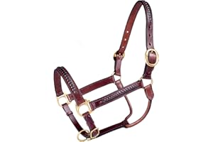 Tough 1 Royal King Braided Leather Halter, Brown , Horse
