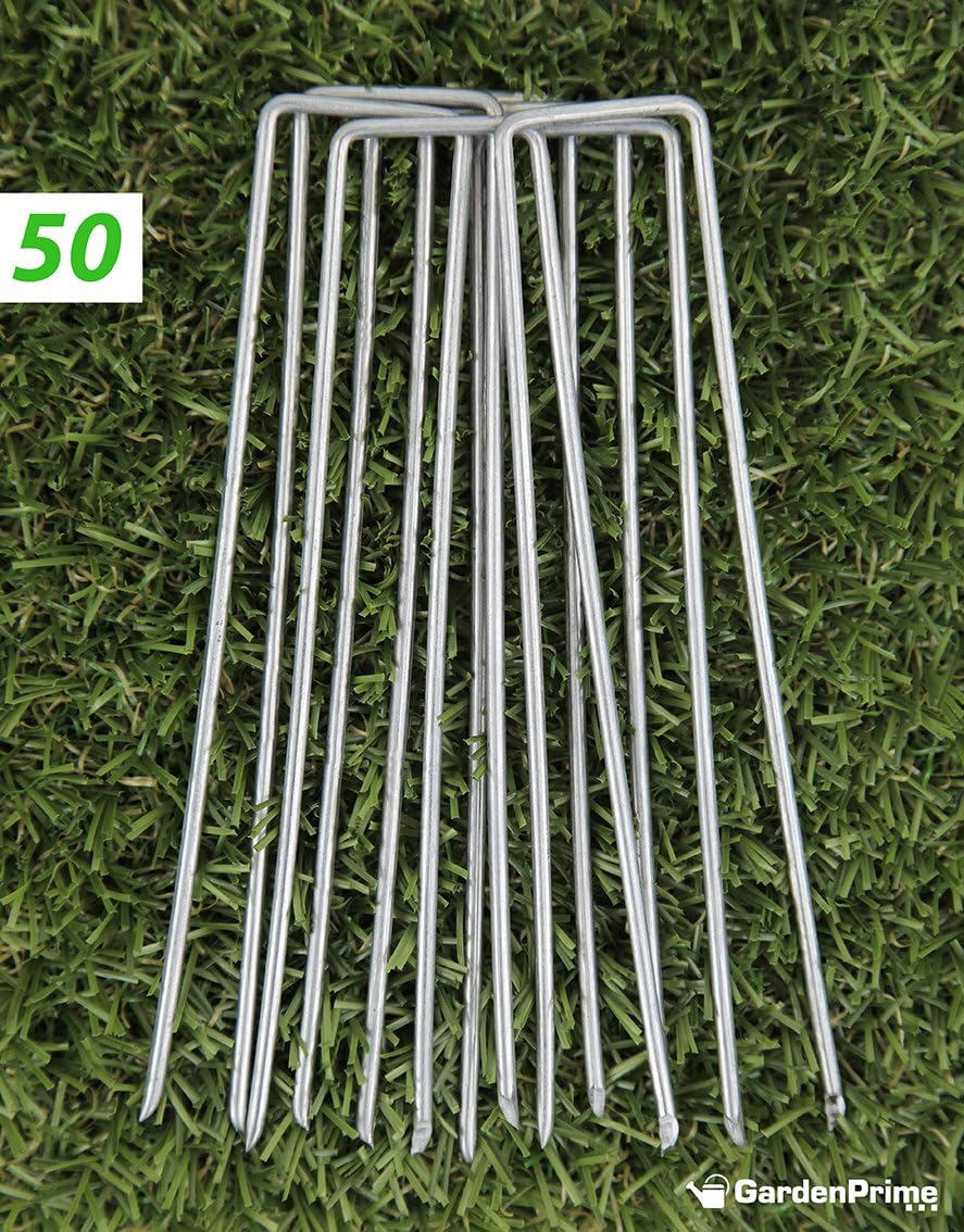 Garden Pegs Staples Stakes U Shaped Nail Securing Lawn Pins 6 inch Galvanised Ground Pegs for Weed Control Artifical Grass Membrane Fabric Matting Netting by GardenPrime (50 pack - Image 3