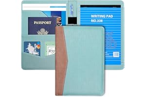 ACdream A5 Padfolio/Resume Portfolio Folder - Interview/Legal Document Organizer & Business Card Holder - Handsome Piano Noir Faux Leather Matte Finish & Accent Stitching, Blue