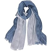 GERINLY Two Tone Linen Scarf Wraps Basic Textured Scarf Hemp Shawl