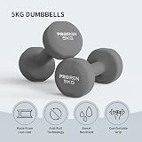 PROIRON Neoprene Dumbbell Weights Pair 1–10 kg Non-Rolling 2 x 5kg Gray view 2