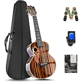 Caramel CAG94 Glossy Black Ebony 23" Concert Beginner Ukulele | Handmade Ukelele Starter Kit