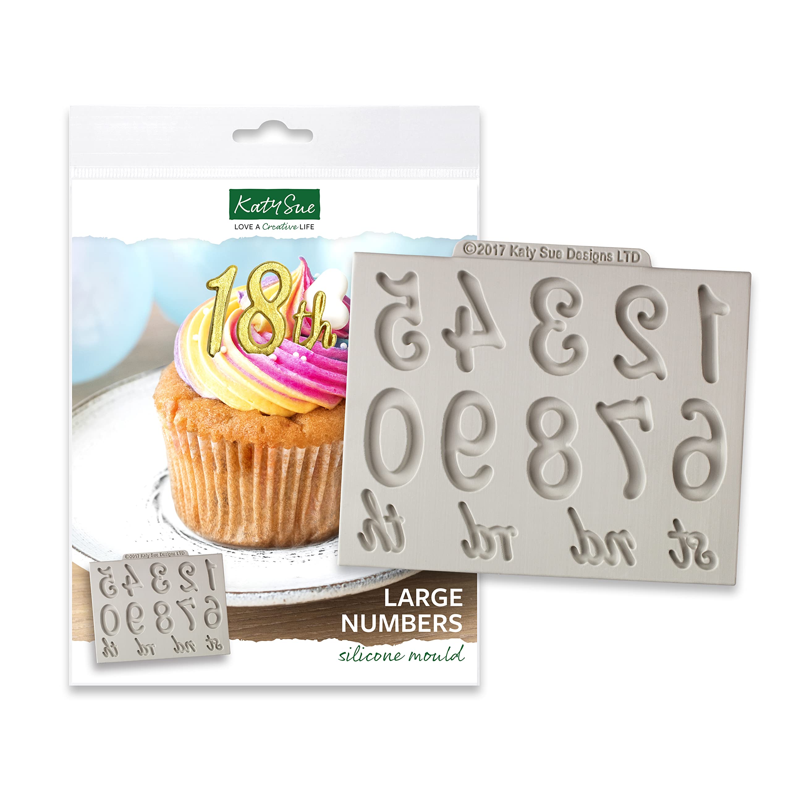 Large Numbers Silicone Mould for Cake Decorating, Crafts, Cupcakes, Sugarcraft, Candies, Chocolate, Card Making and Clay, Food Safe Approved, Made in The UK