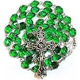 GeekTenet Rosary Beads Chaplet Large Rhombus Artificial Crystal Glass Rosery Cross Catholic gifts