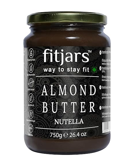 FITJARS Diwali Specials Stone Ground Keto Vegan All Natural Gourmet Almond Butter with Nutella , 750g?.
