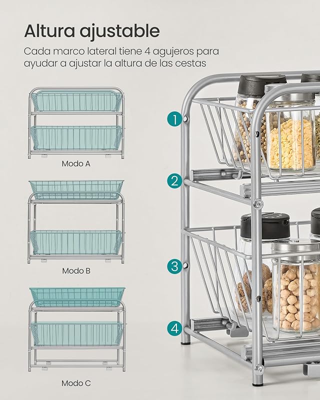 Organizador de Cocina, 2 Niveles Extraíbles para Armario