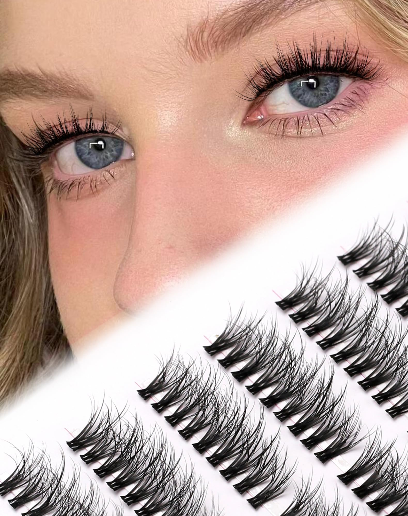 Wispy Mink Eyelash Extensions - Fluffy DIY Lashes 7 Pairs Natural C Curl — image 1