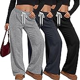 Neer 3 Pack Women Plus Size Wide Leg Sweatpants, Palazzo Baggy Pants Elastic Drawstring Causal Athletic Bottom with Pockets(Light Mixed Gray, Dark Gray, Black,5X-Large)