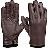 FIORETTO Men's Chrome free Leather Driving Gloves Touchscreen Warm Cashmere Wool Lined Sheepskin Winter Gloves M24002