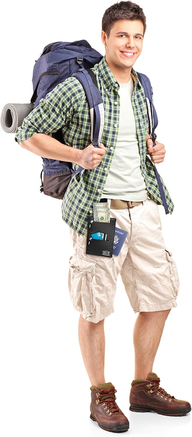 | Shacke Hidden Travel Belt Wallet w/RFID Blocker (Black with Black Strap) | Travel Wallets