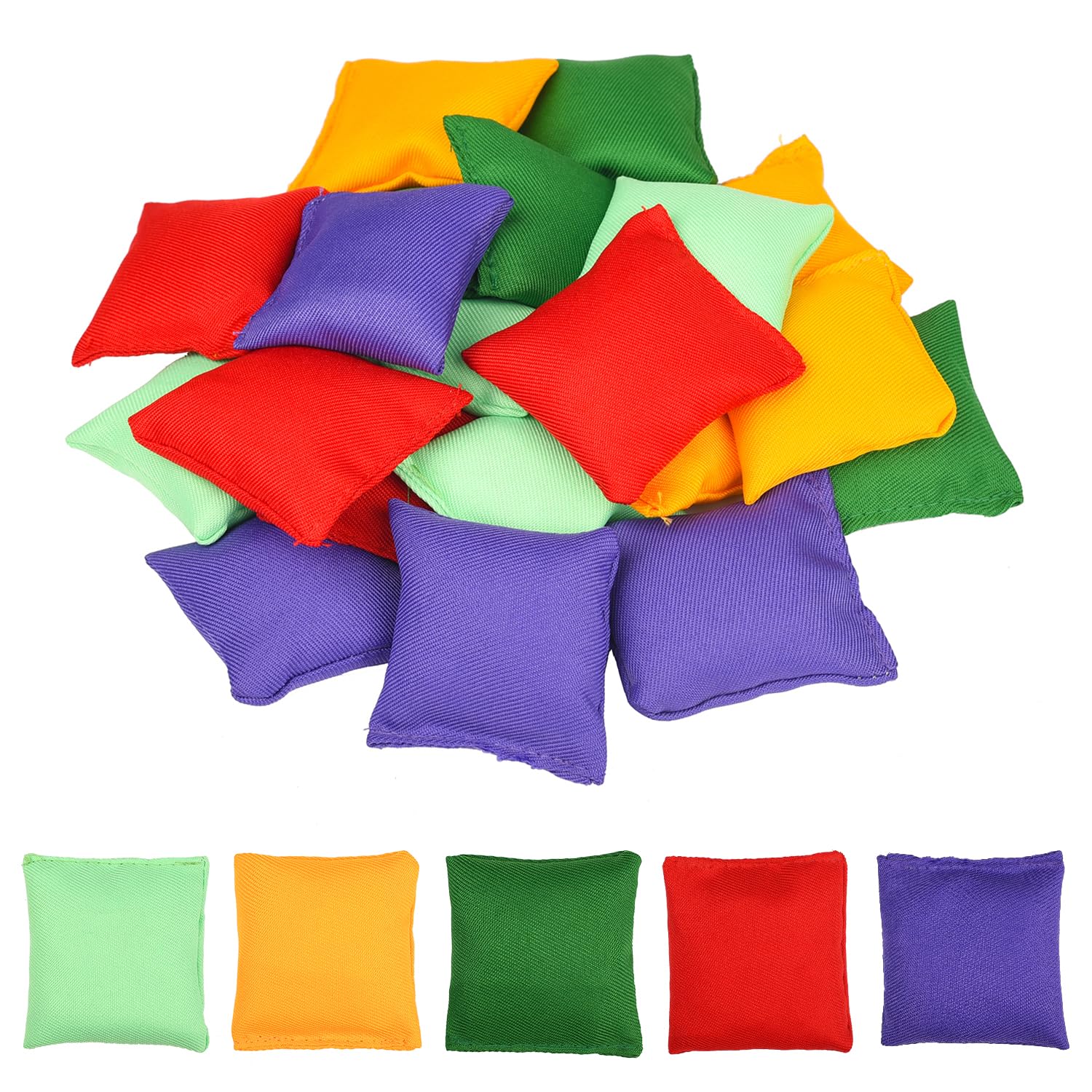 JNAWA Small Bean Bag Children's Square Solid Color Double-Layer Leak-Proof Sandbag Ball Outdoor Throwing Game Bean Bag Fun Activity Props (40)