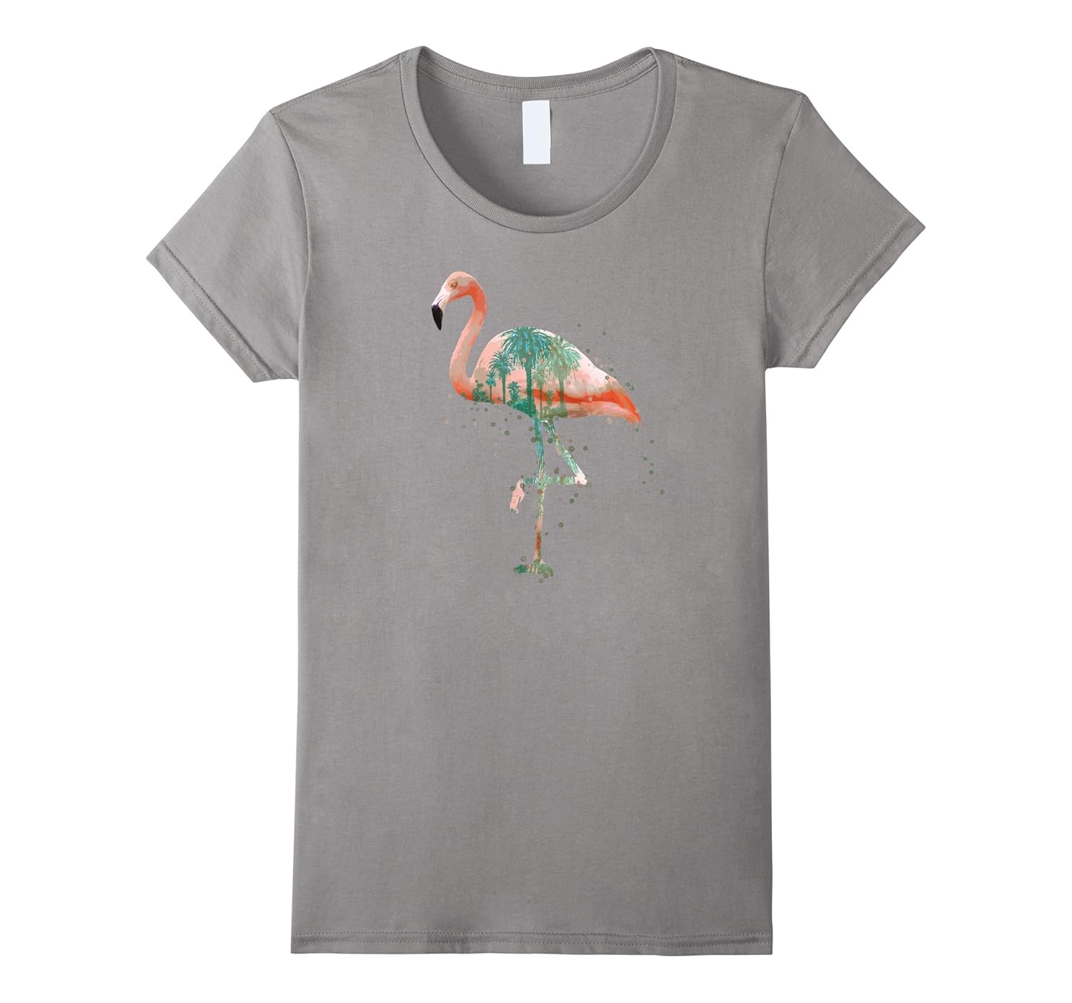 Retro Pink Flamingo with Palm Trees Tropical T Shirt-4LVS