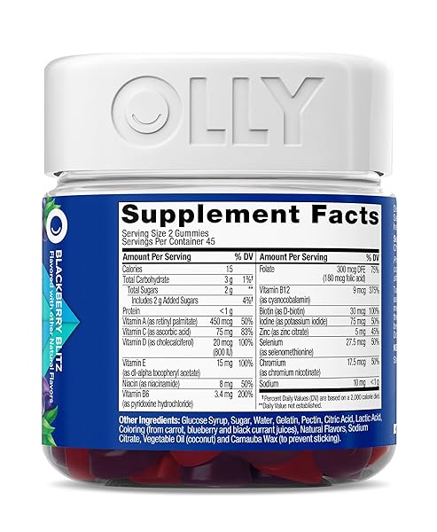 OLLY MEN’S MULTIVITAMIN GUMMY, VITAMINS A, C, D, E, B, ZINC, BLACKBERRY FLAVOR, 45 DAY SUPPLY – 90 COUNT