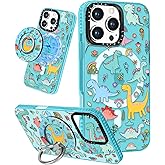 Lotadilo Case for iPhone 16 Pro Max Case Compatible with Magsafe Ring Holder Stand - for Women Dinosaur Design TPU Phone Cover for Girls Girly Funny Fashion