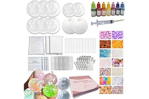 PSYKADE DIY Stress Ball Making Kit-Easy DIY- 10 TPR Skins, 13 Fillers, 14 oz Slime, 7 oz Clay, Create ASMR Anxiety Relief Toys, Handmade Squishy Stress Balls, Self-Care Gifts for Women, Crunchy Relaxing