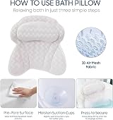 ADOV Luxury Bath Pillow White 6 Suction Cups Ergonomic 4D Air Mesh Headrest view 6