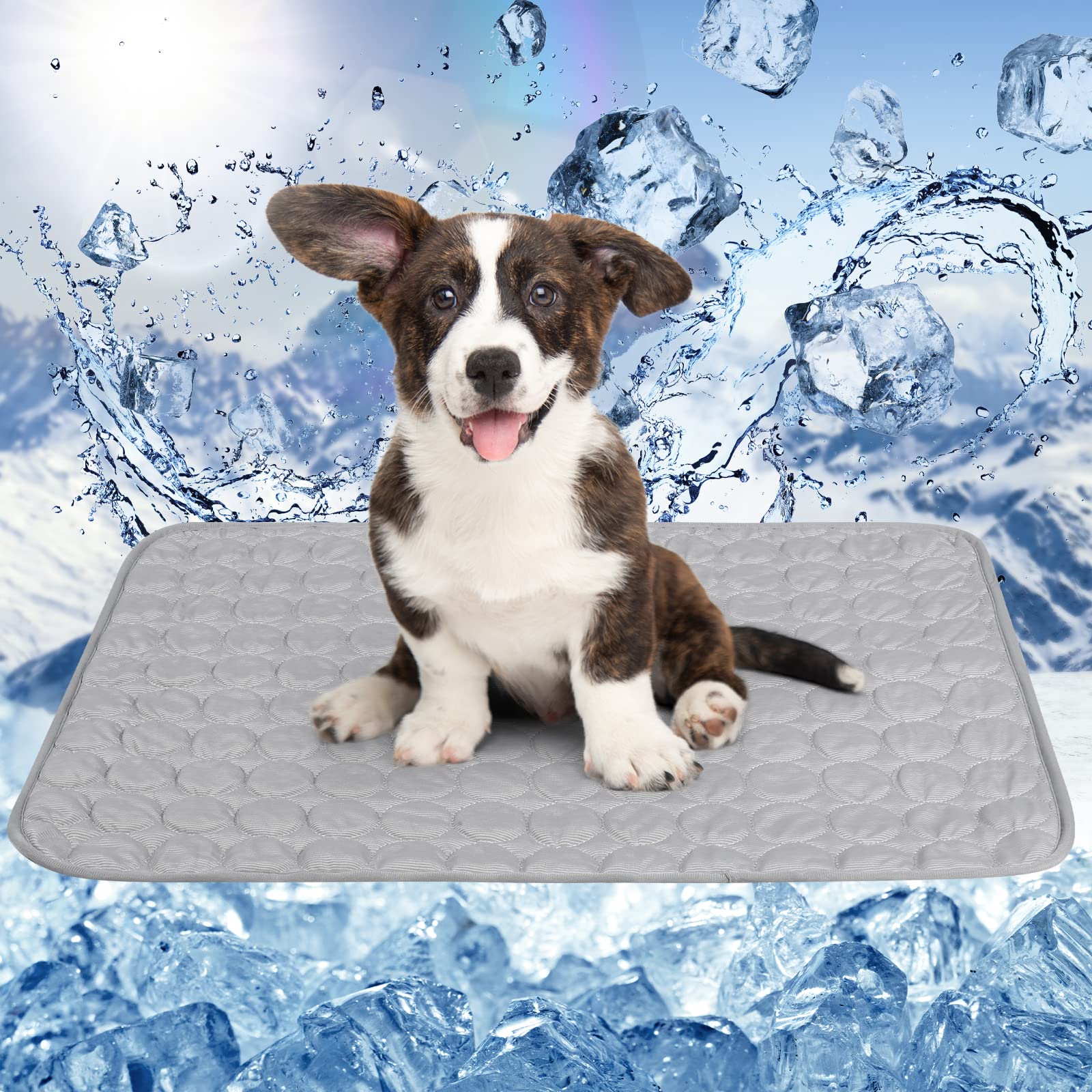 ANWA Reusable Dog Cooling Mat Large 70x55cm, Easy-Fold Pet Cool Mat for Home Travel, Self Cooling Pad for Dogs Cats in Hot Summer