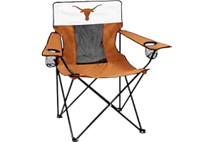 Logo Brands NCAA Texas Longhorns Elite Portable Chair - Premium Outdoor Chair with Cup Holder, Powder-Coated Steel Frame, Lightweight and Portable for Tailgating,and Sporting Events